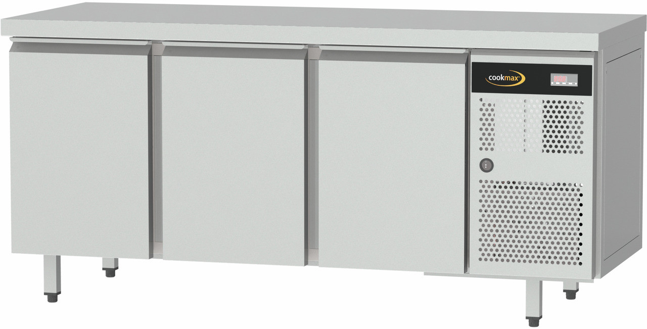 Kühltisch Zentralkühlung, GN 1/1, 3 Türen, Tischplatte ohne Aufkantung